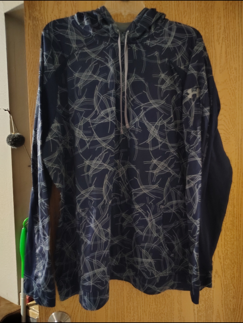 Under Armour Navy Hooded Pullover with White Graphic Lines